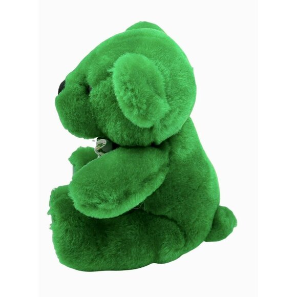 First Main Green Teddy Bear Plush 6 inc Lucky 3 Leaf Clover Bow Tie St Patrick - Picture 4 of 7